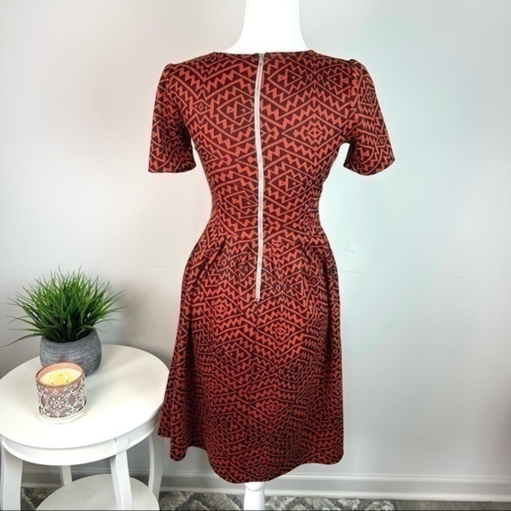 Lularoe Womens A Line Dress Red Black Geometric Stretch Scoop Zip Short Sleeve S - Picture 6 of 11